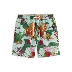 Scotch & Soda Men's Mid Length Allover print Drawstring Swim Shorts Green XXL